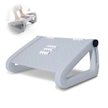 Imagem de Banquinho Apoio para os Pés, Embaixo da Mesa com 6 Alturas Ajustáveis - Rodas de Massagem e Design Ergonômico