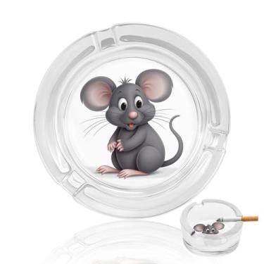 Imagem de Cinzeiro de vidro de cristal de animais cinzentos, cinzeiro redondo de vidro resistente, cinzeiro moderno decorativo portátil para uso em casa, escritório, interior, exterior, pátio