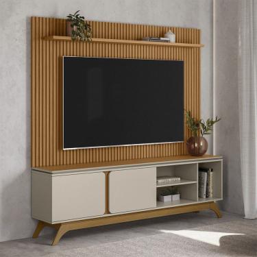 Imagem de Rack com Painel Ripado para TV até 75 Polegadas 2 Portas com Pés Istambul Genova 2.0 Li...