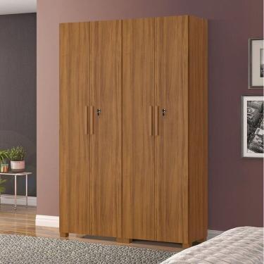 Imagem de Kit com 2 Armários Multiuso Escritório Nt4020 4 Portas e Prateleiras Freijó