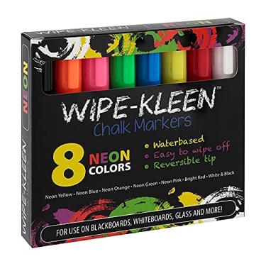 Imagem de Marcadores de giz líquido Creative Mark Wipe-Kleen cor neon - conjunto de 8 - para placas de bistrô, quadro-negro, quadro branco e vidro - bala reversível ou ponta de cinzel