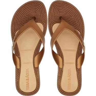 Imagem de Chinelo De Dedo Terra e Água Tira Com Aplique Feminino, Marrom, 36