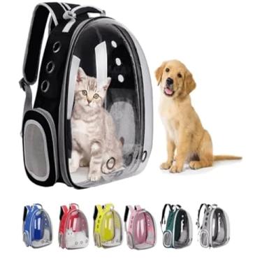 Imagem de Mochila Pet Astronauta Com Visão Panorâmica, Poliuretano e Acrílico, 42x35x25cm, Para Gatos até 6kg e Cães até 5kg, Com Alças Acolchoadas e Furos de Ventilação