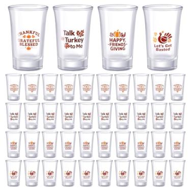 Imagem de Roshtia 40 peças de copos de shot de ação de amigos a granel 42,5 g lembrancinhas de festa de ação de graças copos de bebida transparente copo de vinho agradecimento presente suprimentos de festa