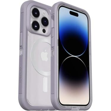 Imagem de OtterBox Capa transparente para iPhone 14 Pro Max (apenas) - Defender Series XT - Céu lavanda (roxo/transparente) - Sem tela - Robusto - Encaixa-se ao MagSafe - Acessório de cordão - Embalagem sem