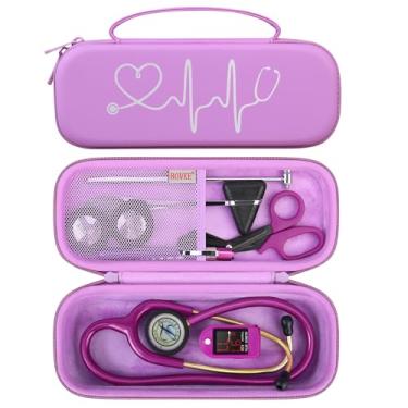 Imagem de BOVKE Capa estetoscópio para estetoscópio 3M Littmann Classic III, Lightweight II S.E, MDF Acoustica Deluxe Stethoscopes, bolso de malha para suprimentos médicos para enfermeiros, lavanda