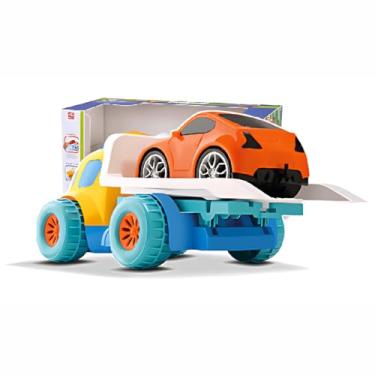 Imagem de Caminhão Guincho Cegonha Thunder Trucks 2015 – Brinquedo Infantil Resistente, Carrega Carrinhos, Veículo de Plástico 42cm