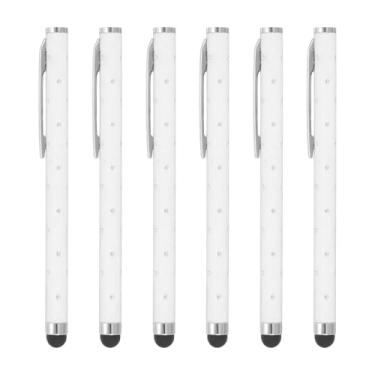 Imagem de PATIKIL Canetas Stylus para telas sensíveis ao toque, 6 peças, caneta capacitiva universal de alta precisão para dispositivos com tela sensível ao toque, celular, tablets, laptop, branca