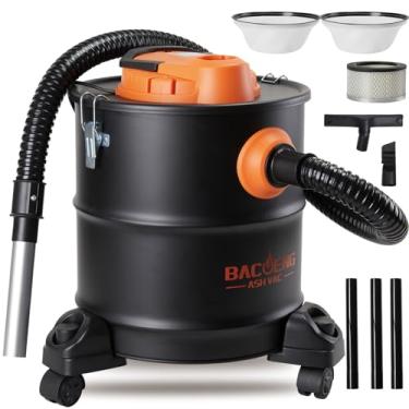 Imagem de BACOENG Aspirador de cinzas para fogões a pellets, aspirador de cinzas de lareira 1200 W com sistema de filtragem de estágio duplo, aspirador de pó de cinza para lareiras, fogão a lenha, grade de