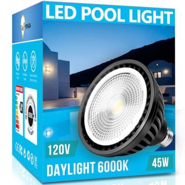 Imagem de Wiyifada Lâmpada LED para piscina, 45 W 120 V 6000 K luz do dia luzes LED brancas para piscina subterrânea, base E26 para substituição para Pentair Hayward (não 12 V)