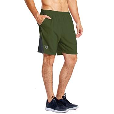Imagem de BALEAF Short de corrida masculino de 17,78 cm com forro de malha com bolso com zíper para treino atlético e academia