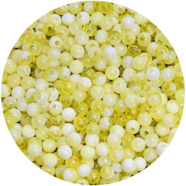 Imagem de 1000 peças de contas redondas de jade amarelo de 6 mm, bolas de acrílico lisas, contas grossas de chiclete de resina plástica para fabricação de colar e pulseira, suprimentos de artesanato