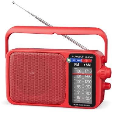 Imagem de YOWGULF Rádio AM FM com melhor recepção, transistor AM FM portátil Bluetooth, rádios operados por bateria ou alimentação CA, mostrador grande, conector de fone de ouvido, presentes para idosos