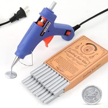 Imagem de Wasole Kits De Lacres Cera, 20 Bastões Lacre Prata Com 1 Conjunto Pistola Cola Para Carimbo, Ótimos Convites Casamento, Cartões Aniversário, Envelopes, Embrulhos Presente (Prata)