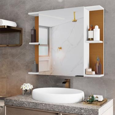 Imagem de Espelheira para Banheiro Armário Suspenso Nilo Branco/nature