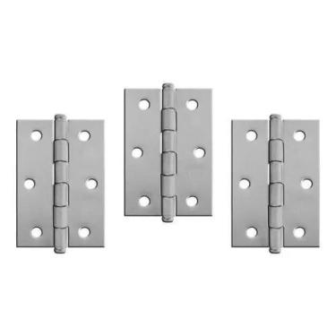 Imagem de Dobradiça P/ Porta De Madeira  Zincado 100x75mm 3 Unidade - Metalugica