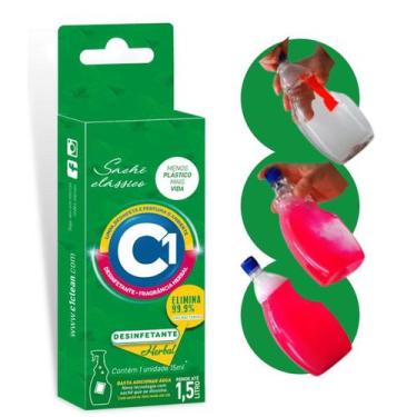 Imagem de Desinfetante Herbal Sachê De Limpeza Perfumada Rende 1,5L - C1 Clean