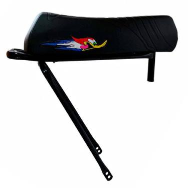 Imagem de Kit Completo com Banco Mobilete Selim Pica Pau Suporte Bagageiro Reto 