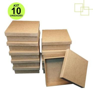 Imagem de Kit 10 Caixas Caixinhas em MDF Para Lembrancinhas e Presente 10x10x5 c