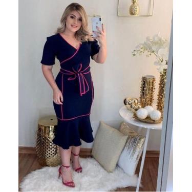 Imagem de Vestido Midi Viés Transpassado Moda Evangélica Feminina - Miss Flower,