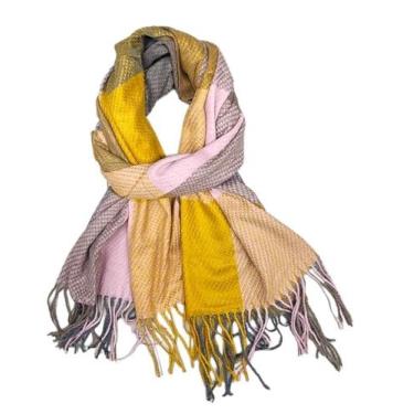 Imagem de Cachecol Lenço Echarpe Xadrez Quadriculado Feminina Inverno - D Presen