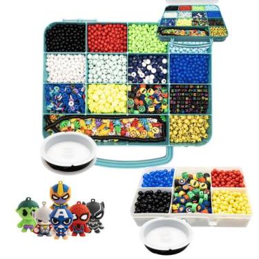 Imagem de 2 Kit Miçanga Masculino Infantil Maleta Caixa Pingente Heroi Vingador 