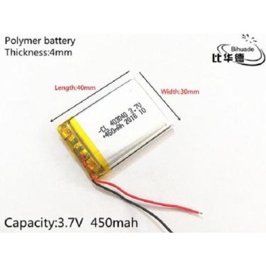 Imagem de Bateria 3.7v 450 Mah 4mm X30mm X40mm 2 Fios 403040 - bgb