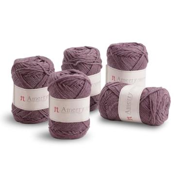 Imagem de Conjunto de 5 novelos Hamanaka Amerry, peso médio, 70% lã merino da Nova Zelândia, 30% mistura acrílica, fio macio e fácil de tricotar para tricô e crochê, feito no Japão (Col. 35)
