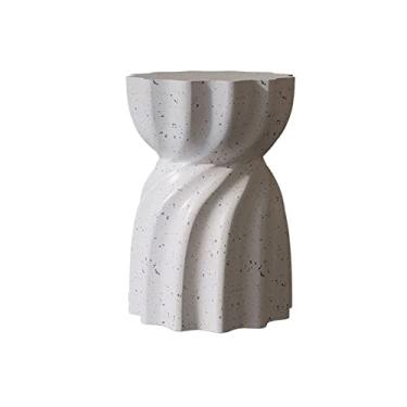 Imagem de GRFIT Mesa de centro mesa de canto redonda, mesa de cabeceira com destaque, mesa de cabeceira, mesa pequena para sala de estar, quarto, sofá, mesa de café, mesa de chá branca