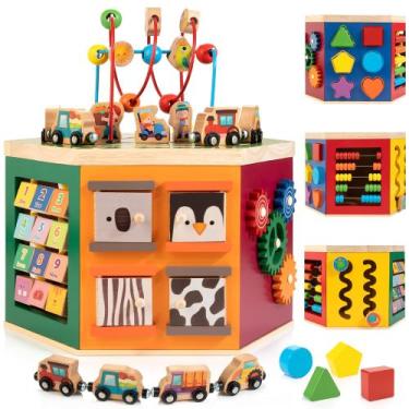 Imagem de Activity Cube WOODMAM Farm Animal 9 em 1 para criança Montessori