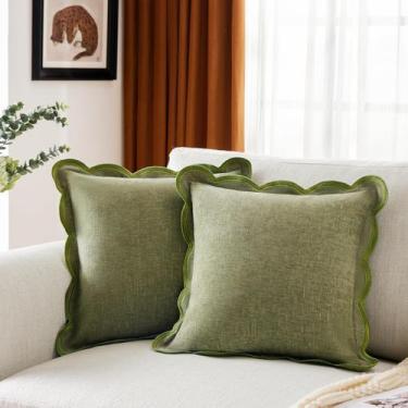 Imagem de Capa de travesseiro Ohocut Sage Green Scalloped 45x45cm Pacote com 2