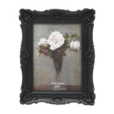 Imagem de Porta-retratos CISOO Vintage 5x7 em resina preta com frente de vidro
