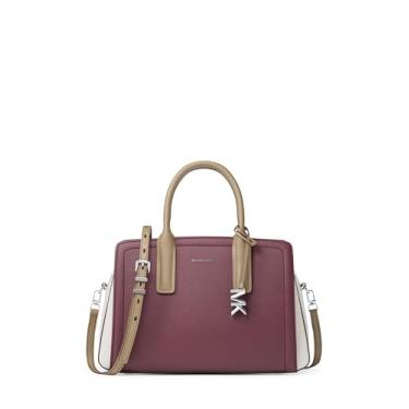Imagem de Michael Kors Laila Bolsa média, ferragens prateadas/couro em relevo tricolor/Oxblood Multi