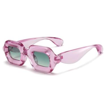 Imagem de VFDHN Óculos de sol retrô fashion punk festa feminino masculino vintage uv400 para áreas externas (roxo verde)