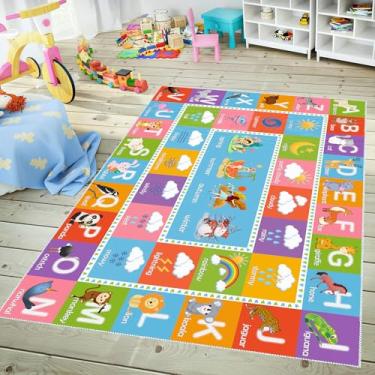 Imagem de SAMESIEG Tapete de alfabeto ABC, tapete educativo de 1,5 x 18 m para sala de aula infantil, tapete antiderrapante para meninos e meninas