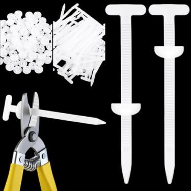 Imagem de Lanties 200 peças de nylon universal fivela de abraçadeira automotiva clipes de zíper com tesoura, abraçadeiras de plástico resistentes com zíper autotravante com design de botão de pino para fixação