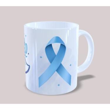 Imagem de Caneca Novembro Azul, Cerâmica Branca com Laço Azul, Apoio à Causa