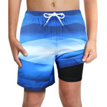 Imagem de Calções de banho LUCOWEE Boys com cueca boxer tamanho 7-8 prateado