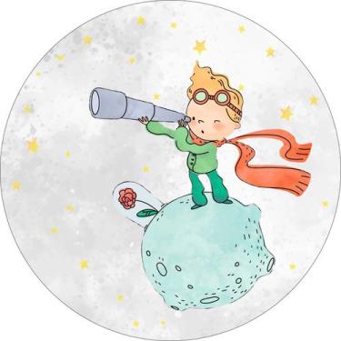 Imagem de Painel de Tecido Sublimado Redondo Pequeno Príncipe Aquarela Luneta c/