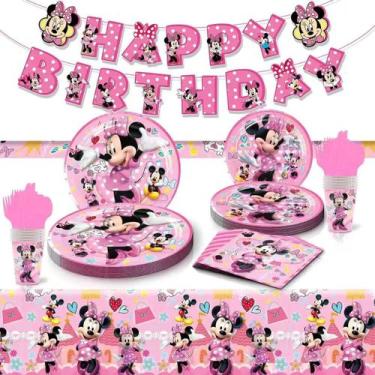 Imagem de Conjunto de artigos de festa Minnie Birthday, 62 peças, tema rosa - MV