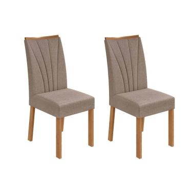 Imagem de Cadeira Sala De Jantar Apogeu Kit 2 Un Amendoa Clean-linho Rinzai Bege - Lopas