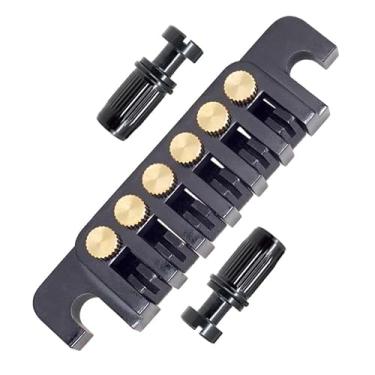 Imagem de Peça traseira para ponte de guitarra – Pontes vintage TP 6 dos anos 70 com parafusos e inserções de substituição compatível com guitarra elétrica LP Les Paul 6 cordas (preto)