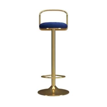 Imagem de Banco de bar de pub 65-80cm Elevador Simples Bar Stool Cadeira Giratória de Mesa Frente Leve Luxo Casa Bancos Altos(Blue)