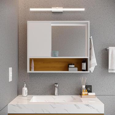 Imagem de Armário de Banheiro com Espelho, Nicho e Porta-Toalha – Duas Cores em 1, Moderno e Funcional (Branco/Freijó)