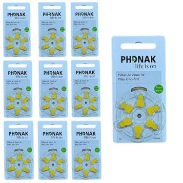 Imagem de 60 Pilhas/Bateria Auditiva PhonakEnerziger - Selo Amarelo- Tamanho 10