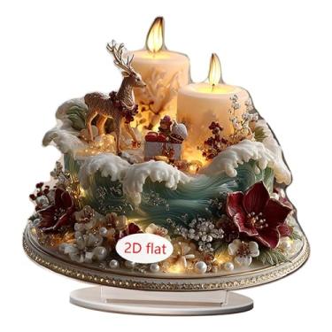 Imagem de Generic Arte de Praga de Natal 2D com Base Artesanal Ornamento de Acrílico Decorações para Mesa Escritório Sala de Jantar Estante Peça Central, 19.7 Cm de Largura