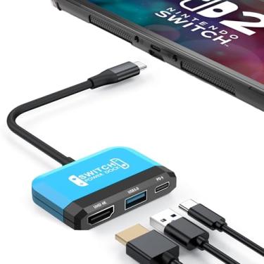 Imagem de RREAKA Switch 2 Dock Substituição para Nintendo Switch 1 & 2 Dock Adaptador de TV com 4K@60 Hz HDMI, porta USB 3.0, PD 100 W, Estação de acoplamento portátil para Nintendo 2