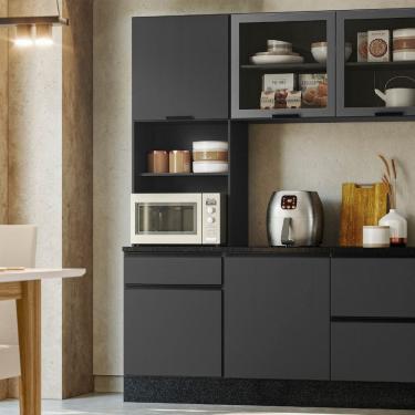 Imagem de Paneleiro Duplo para Cozinha 4 Portas 1 Gaveta Etina Grafite