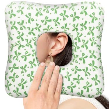 Imagem de Travesseiro de piercing de orelha para pessoas que dormem de lado com orifício de orelha, almofadas de donut para proteção de dor de ouvido, travesseiro de fibra superfina de algodão tipo O, design