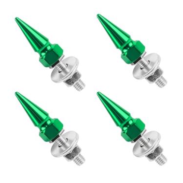 Imagem de Ongfuwu Parafusos de placa de carro 4 peças, parafusos de placa de licença antifurto em forma de espigão para carros, parafusos decorativos de alumínio para moldura de etiqueta de veículo, acessórios